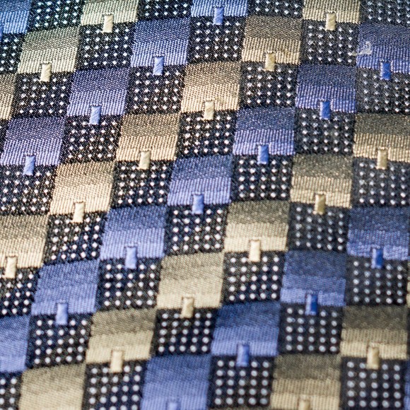 Jhane Barnes Blue Olive Geometric 100% Silk Men's Designer Tie Japan XL - Picture 5 of 5